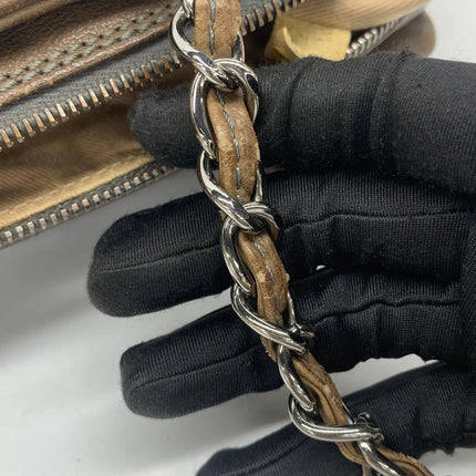 Chanel Brown Diamond Stitch Tote Calfskin Leather Zipper Bowler 2005-2006