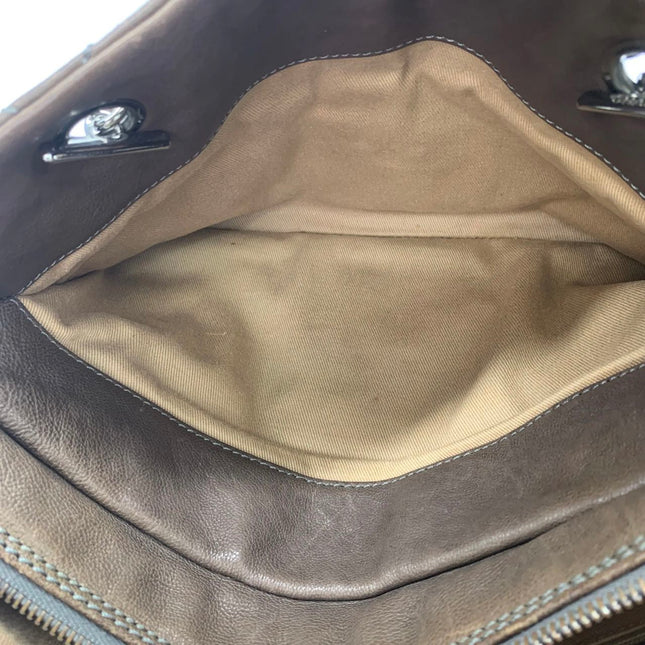 Chanel Brown Diamond Stitch Tote Calfskin Leather Zipper Bowler 2005-2006