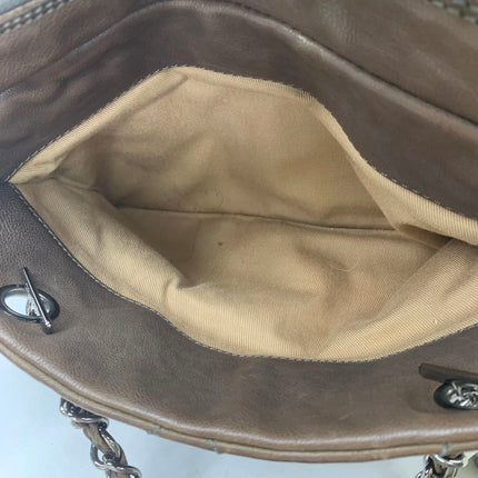 Chanel Brown Diamond Stitch Tote Calfskin Leather Zipper Bowler 2005-2006