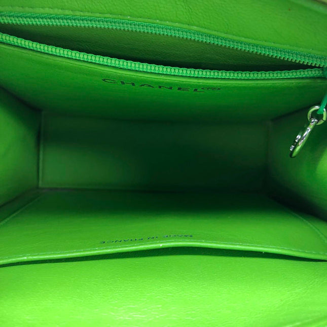 Chanel Vintage CC Coco Mark Green Velvet Quilted Front Pocket Shoulder Bag