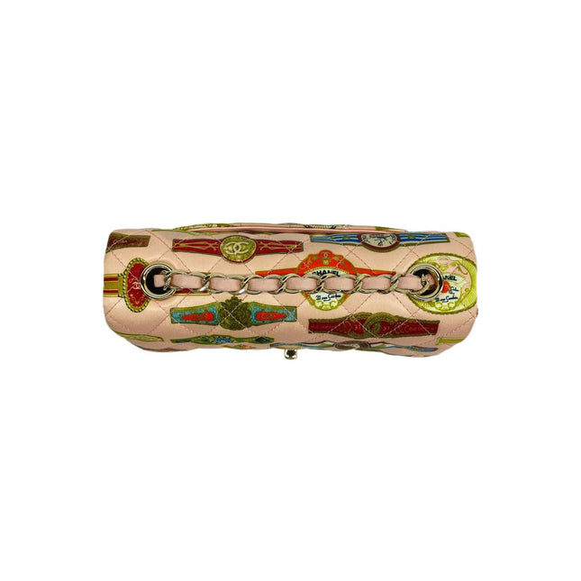 Chanel Classic Flap Mini Satin Paris Cuba Cigar Label Print Pink Multicolor, 2017