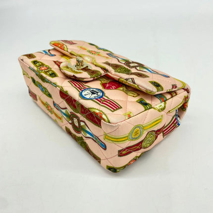 Chanel Classic Flap Mini Satin Paris Cuba Cigar Label Print Pink Multicolor, 2017