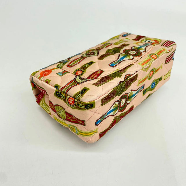 Chanel Classic Flap Mini Satin Paris Cuba Cigar Label Print Pink Multicolor, 2017