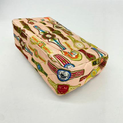 Chanel Classic Flap Mini Satin Paris Cuba Cigar Label Print Pink Multicolor, 2017