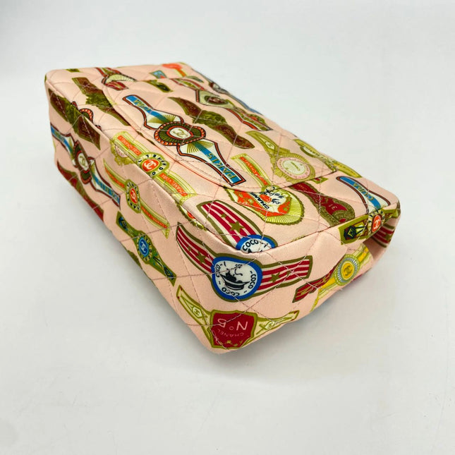 Chanel Classic Flap Mini Satin Paris Cuba Cigar Label Print Pink Multicolor, 2017