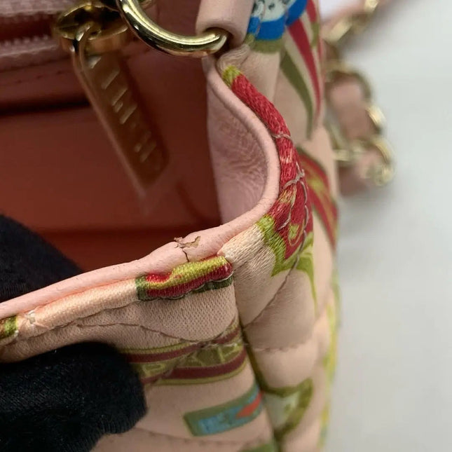 Chanel Classic Flap Mini Satin Paris Cuba Cigar Label Print Pink Multicolor, 2017