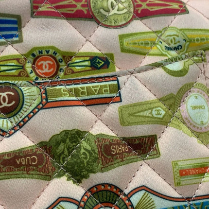 Chanel Classic Flap Mini Satin Paris Cuba Cigar Label Print Pink Multicolor, 2017