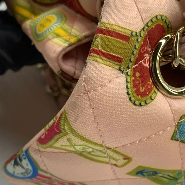 Chanel Classic Flap Mini Satin Paris Cuba Cigar Label Print Pink Multicolor, 2017