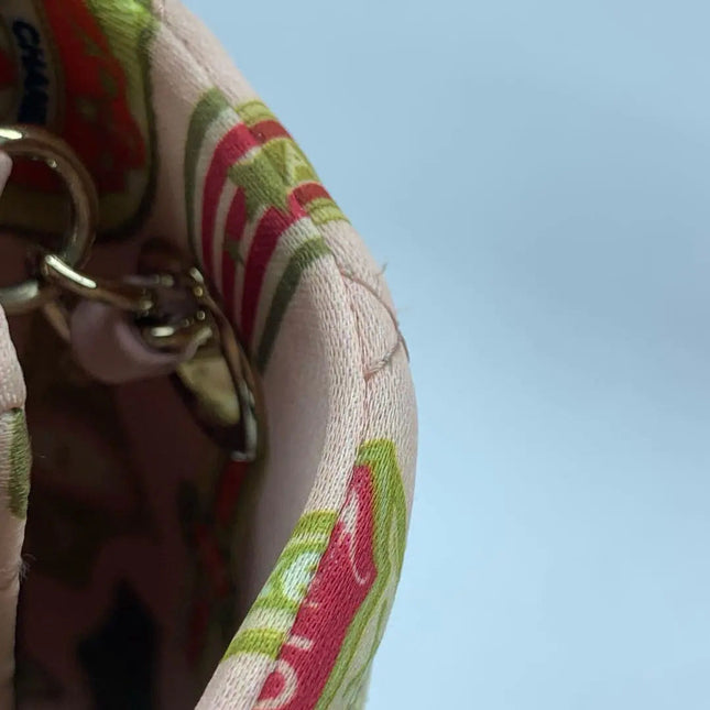 Chanel Classic Flap Mini Satin Paris Cuba Cigar Label Print Pink Multicolor, 2017