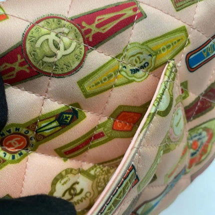 Chanel Classic Flap Mini Satin Paris Cuba Cigar Label Print Pink Multicolor, 2017