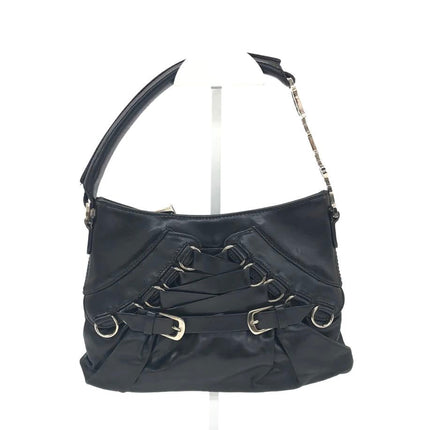 Dior Corset Black Leather Lace-up Ballet Bag Handbag Silver Hardware-Luxbags