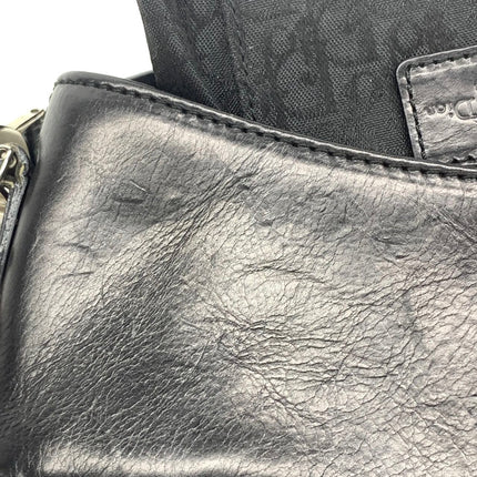 Dior Corset Black Leather Lace-up Ballet Bag Handbag Silver Hardware