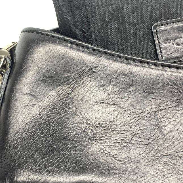 Dior Corset Black Leather Lace-up Ballet Bag Handbag Silver Hardware