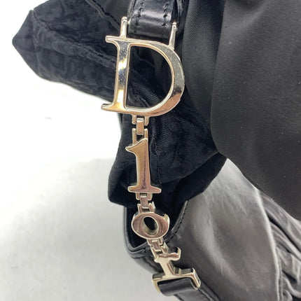 Dior Corset Black Leather Lace-up Ballet Bag Handbag Silver Hardware