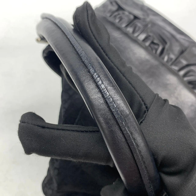 Dior Corset Black Leather Lace-up Ballet Bag Handbag Silver Hardware