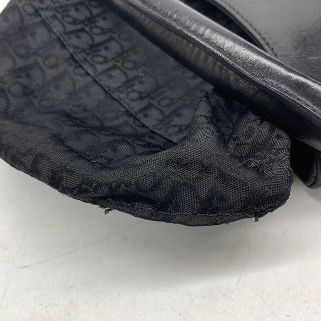 Dior Corset Black Leather Lace-up Ballet Bag Handbag Silver Hardware