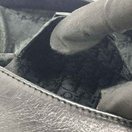 Dior Corset Black Leather Lace-up Ballet Bag Handbag Silver Hardware