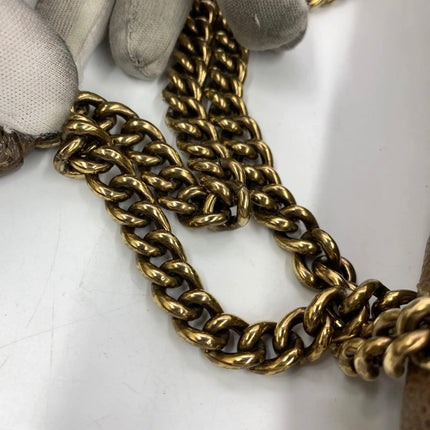 Chanel Shiva Flap Bag Jumbo Brown Quilted Shiny Caviar Leather Gold Hardware