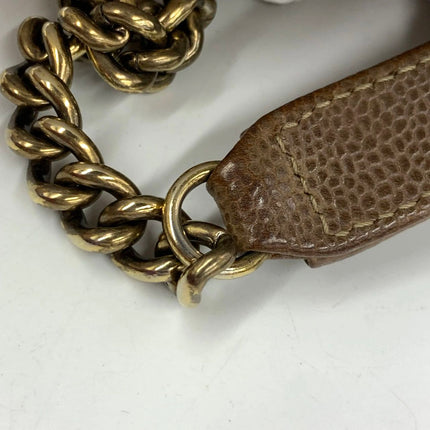 Chanel Shiva Flap Bag Jumbo Brown Quilted Shiny Caviar Leather Gold Hardware