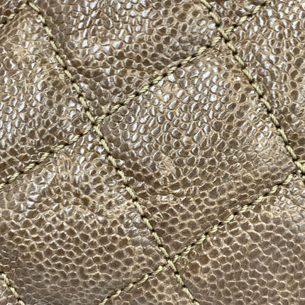 Chanel Shiva Flap Bag Jumbo Brown Quilted Shiny Caviar Leather Gold Hardware
