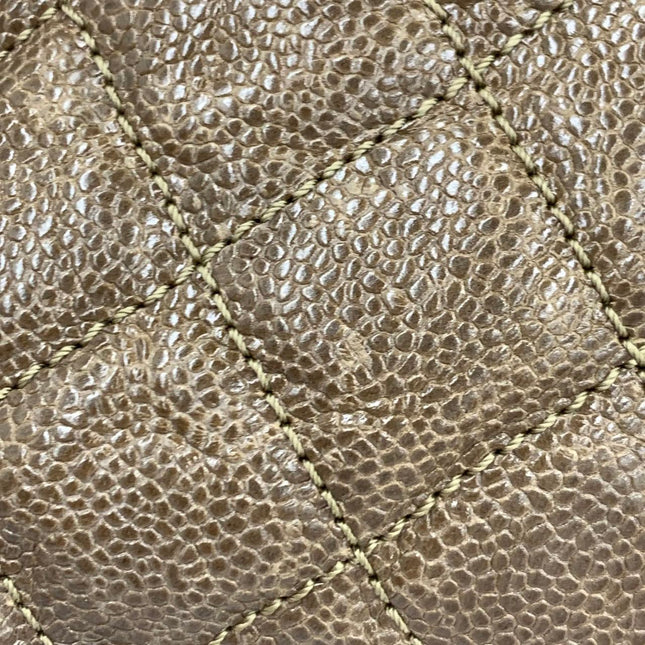 Chanel Shiva Flap Bag Jumbo Brown Quilted Shiny Caviar Leather Gold Hardware