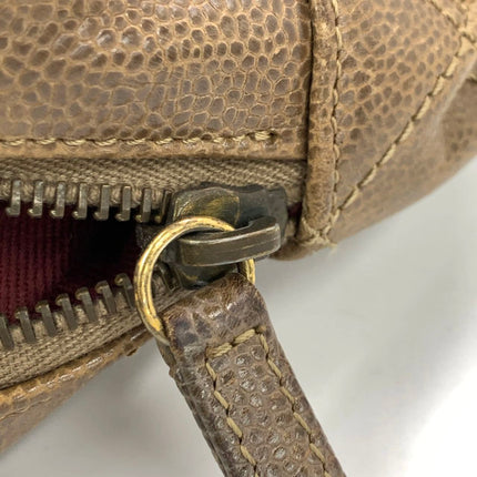 Chanel Shiva Flap Bag Jumbo Brown Quilted Shiny Caviar Leather Gold Hardware