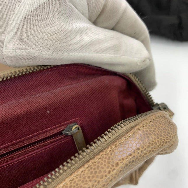 Chanel Shiva Flap Bag Jumbo Brown Quilted Shiny Caviar Leather Gold Hardware