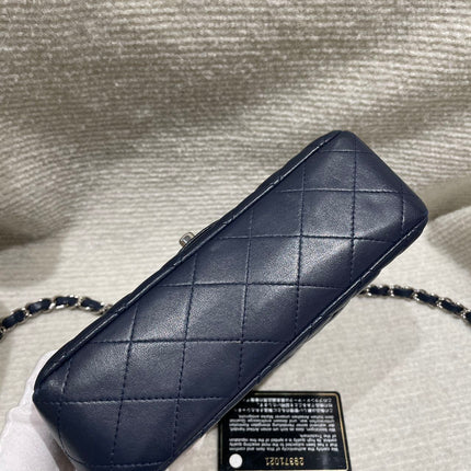 Chanel Classic Flap Mini 2020 Navy Lambskin Leather Silver Hardware