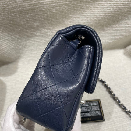 Chanel Classic Flap Mini 2020 Navy Lambskin Leather Silver Hardware
