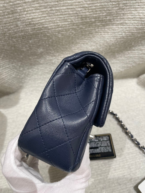 Chanel Classic Flap Mini 2020 Navy Lambskin Leather Silver Hardware