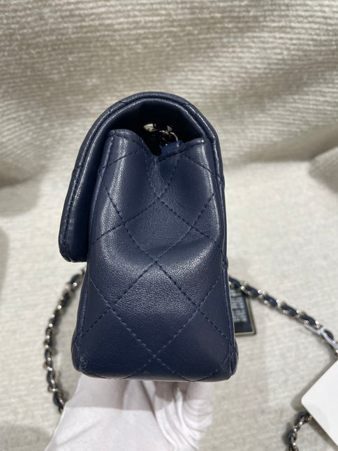 Chanel Classic Flap Mini 2020 Navy Lambskin Leather Silver Hardware