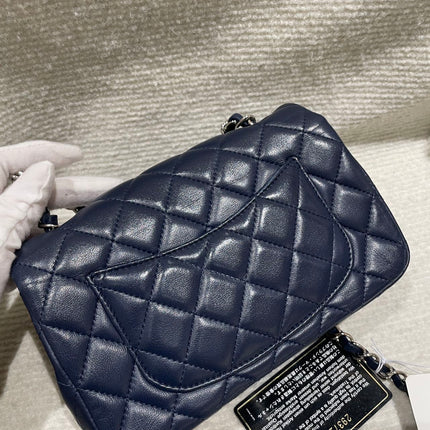 Chanel Classic Flap Mini 2020 Navy Lambskin Leather Silver Hardware