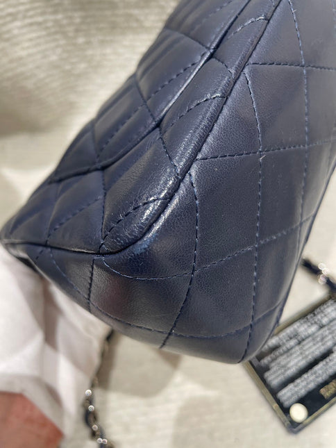 Chanel Classic Flap Mini 2020 Navy Lambskin Leather Silver Hardware