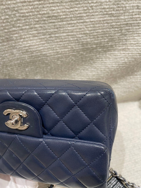 Chanel Classic Flap Mini 2020 Navy Lambskin Leather Silver Hardware