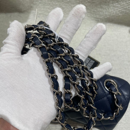 Chanel Classic Flap Mini 2020 Navy Lambskin Leather Silver Hardware