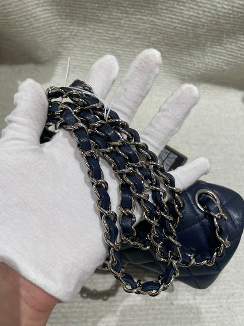 Chanel Classic Flap Mini 2020 Navy Lambskin Leather Silver Hardware
