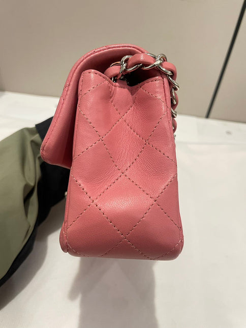 Chanel Classic Flap Mini 2016 Pink Lambskin Leather Silver Hardware