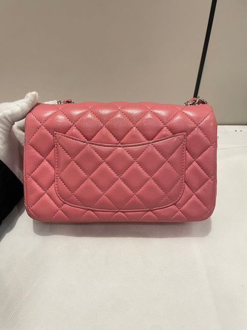Chanel Classic Flap Mini 2016 Pink Lambskin Leather Silver Hardware