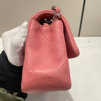 Chanel Classic Flap Mini 2016 Pink Lambskin Leather Silver Hardware