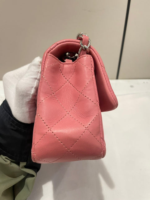 Chanel Classic Flap Mini 2016 Pink Lambskin Leather Silver Hardware