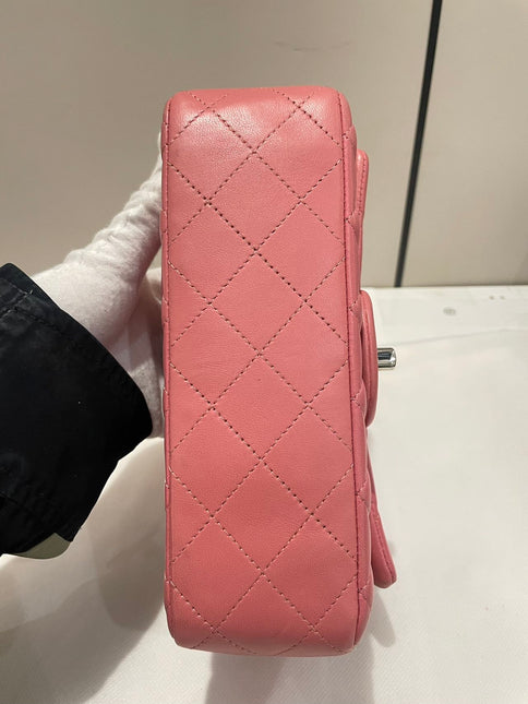 Chanel Classic Flap Mini 2016 Pink Lambskin Leather Silver Hardware
