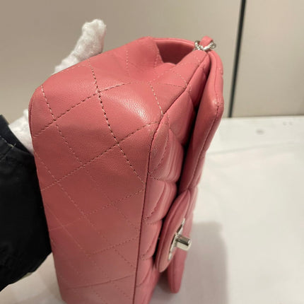 Chanel Classic Flap Mini 2016 Pink Lambskin Leather Silver Hardware
