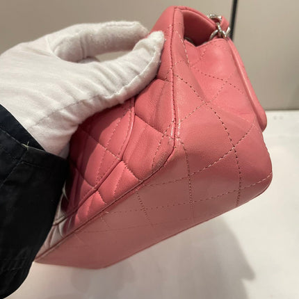 Chanel Classic Flap Mini 2016 Pink Lambskin Leather Silver Hardware