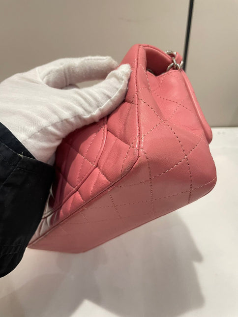 Chanel Classic Flap Mini 2016 Pink Lambskin Leather Silver Hardware