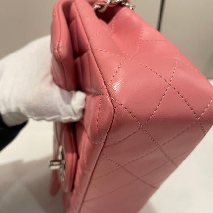 Chanel Classic Flap Mini 2016 Pink Lambskin Leather Silver Hardware