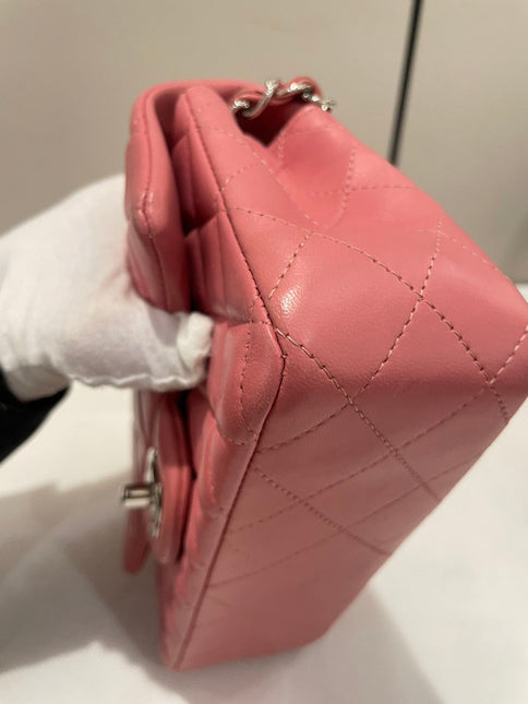 Chanel Classic Flap Mini 2016 Pink Lambskin Leather Silver Hardware