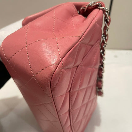 Chanel Classic Flap Mini 2016 Pink Lambskin Leather Silver Hardware