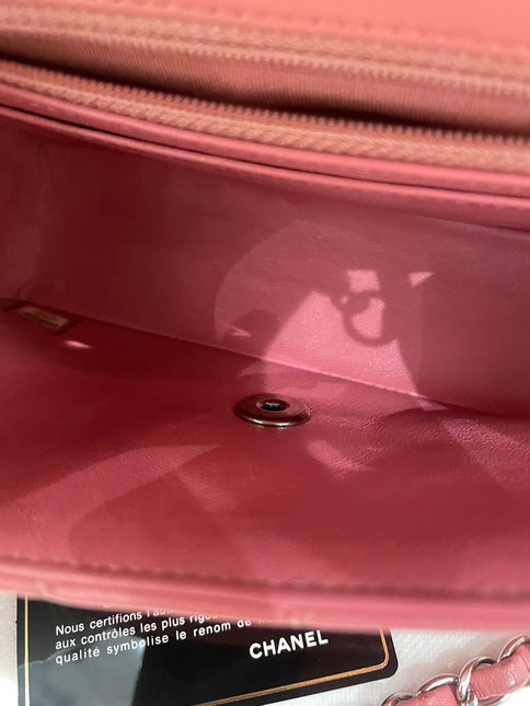 Chanel Classic Flap Mini 2016 Pink Lambskin Leather Silver Hardware