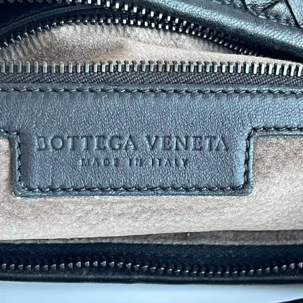 Bottega Veneta Veneta Intrecciato Hobo Bag Medium Black Leather 47cm