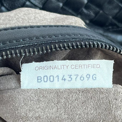 Bottega Veneta Veneta Intrecciato Hobo Bag Medium Black Leather 47cm